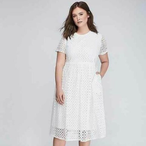 Lane Bryant Dresses & Skirts - Lane Bryant Eyelet Midi Fit & Flare Dress H10673